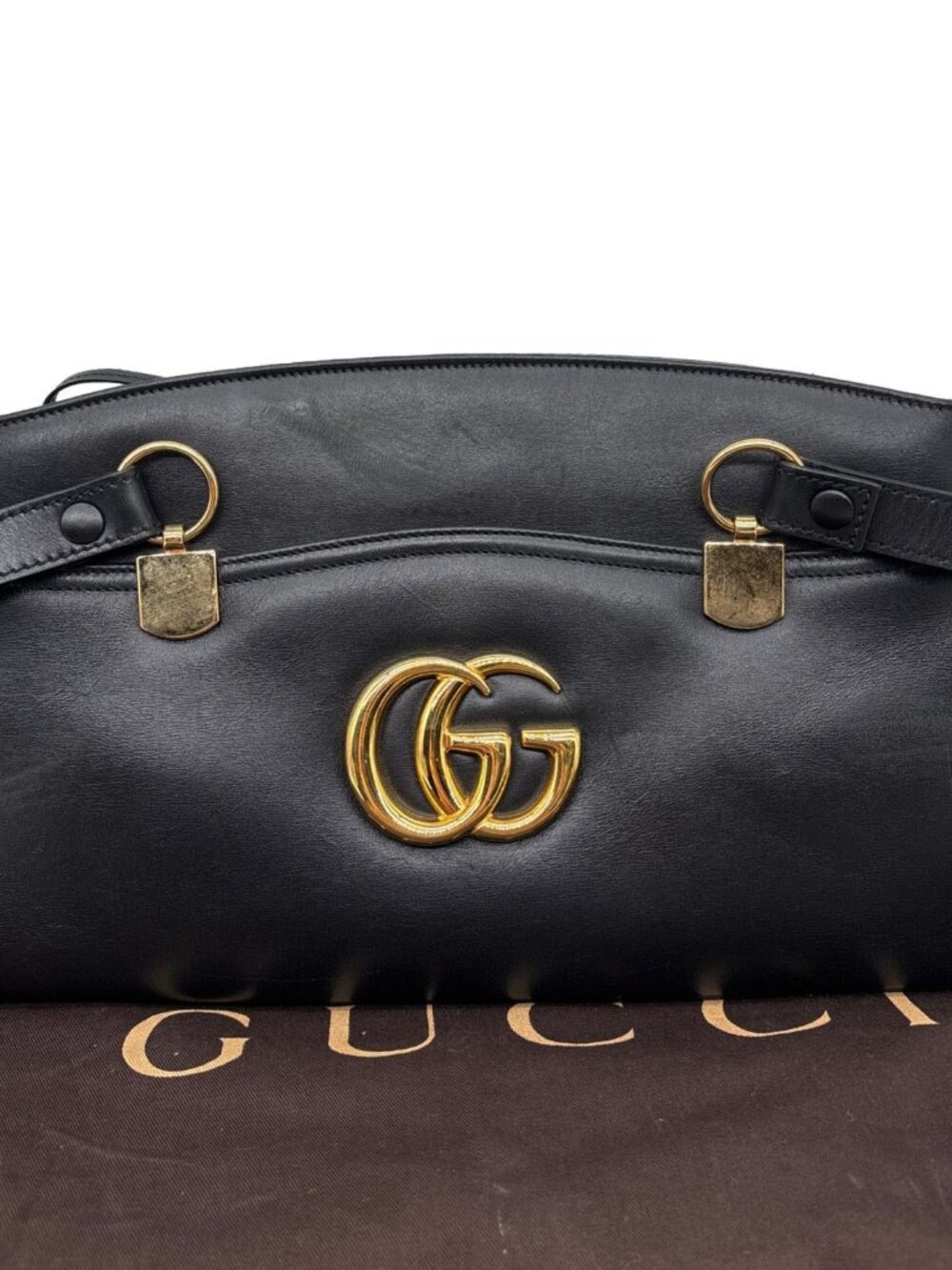 Gucci Arli Large Calfskin Leather Top Handle Shoulder Bag Black 550130 - Picture 4 of 13